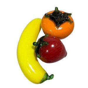 3 Vintage Handblown Glass Fruit Pieces (Banana, Strawberry, Orange Tomato)